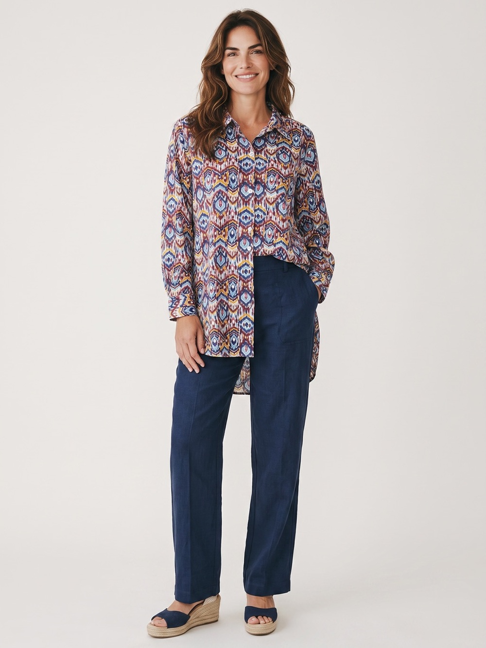 intro. Multicolor Geo-Print Button-Down Shirt